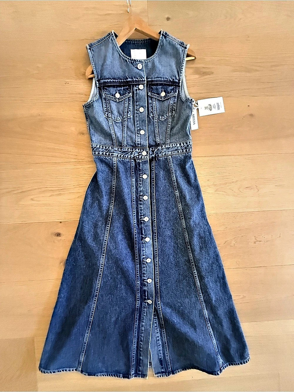 Citizens of Humanity Idalene Dress Denim Midi Dress in Blue Size Medium NWT
